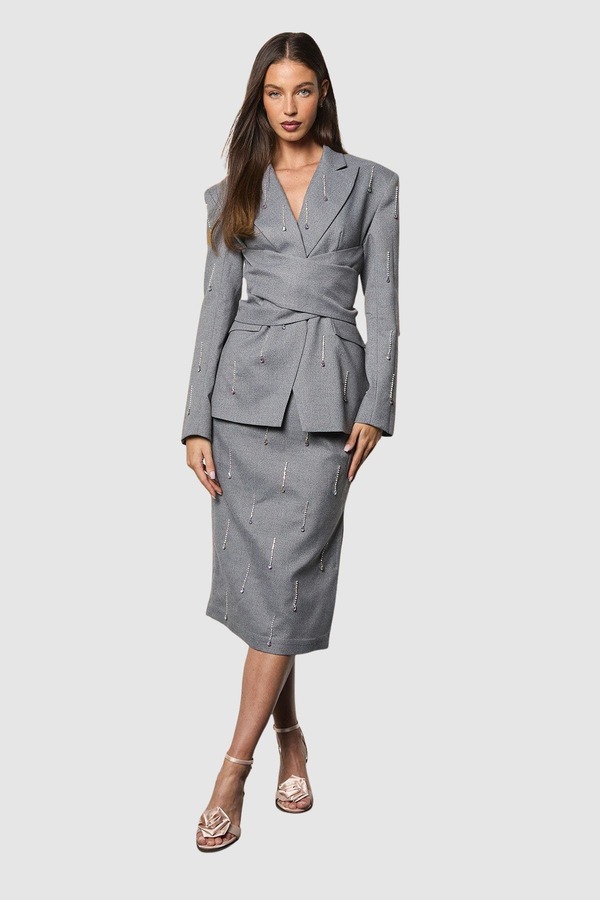 コースト レディース ボトムスカート ミディ Coast Midi Pencil Skirt With Embellishment Grey グレー|ReVida 店