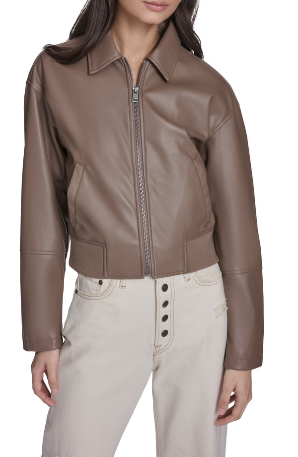 リーバイス レディース アウター コート レザー フェイクレザー ジャケット Levi's Faux Leather Bomber Jacket PINE BARK｜ReVida 店