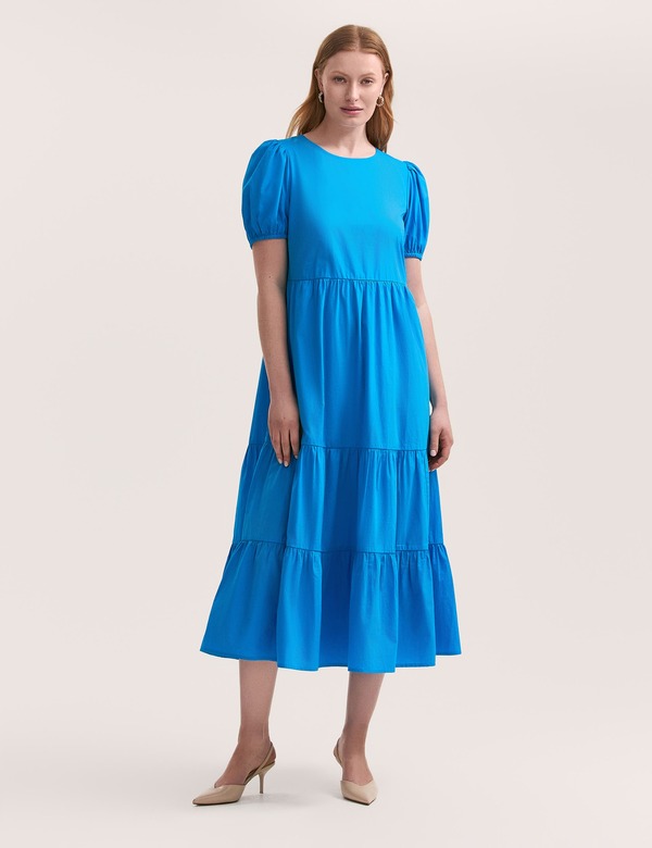 ファイナリー ロンドン レディース ボトムス カジュアルパンツ ティアード ミディ コットン Finery London Genevive Cotton Midi Tieredress Blue ブルー|ReVida 店