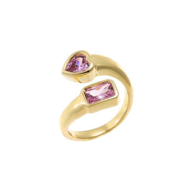 バイ アディナ エデン レディース アクセサリー 指輪 BY ADINA EDEN Coloredouble Shape Crossovering Pink ピンク|ReVida 店