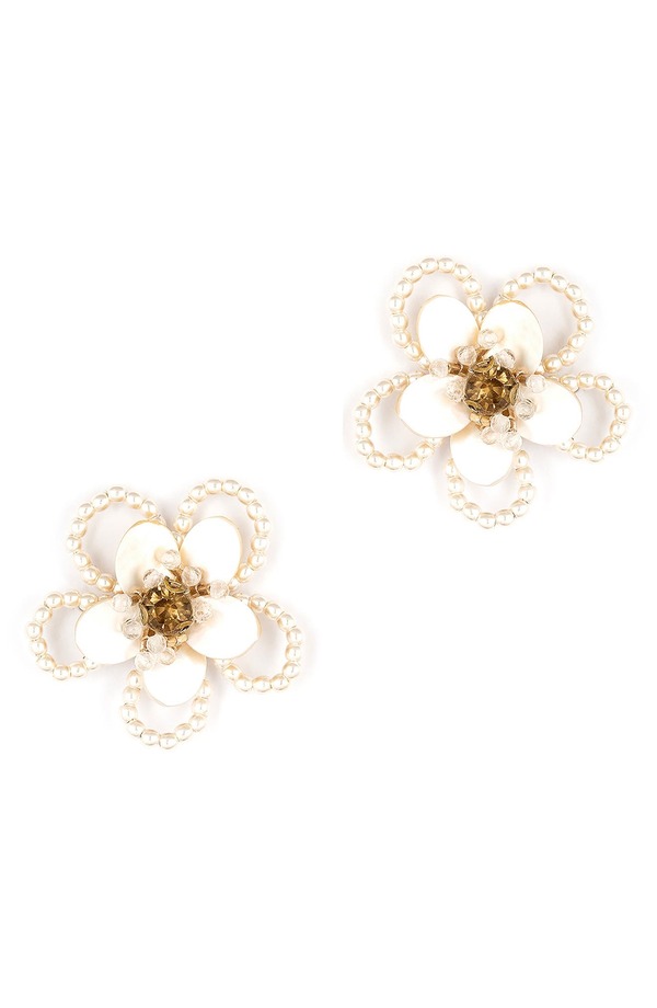 ディーパ グアナーニ レディース アクセサリー ピアス・イヤリング Deepa Gurnani Hattie Flower Stud Earrings IVORY アイボリー|ReVida 店