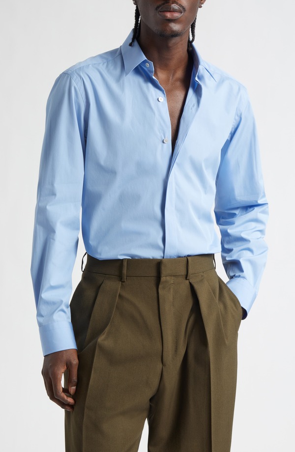 トム・フォード メンズ トップス シャツ コットン TOM FORD Cotton Poplin Button-Up Shirt PALE SKY|ReVida 店