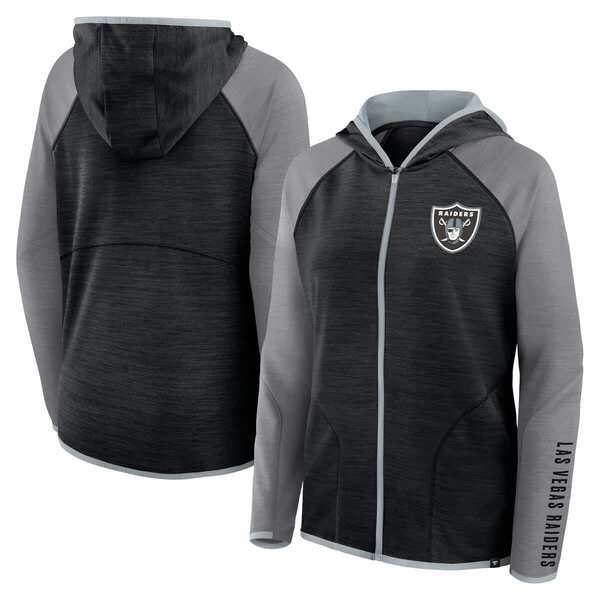 ファナティクス レディース アウター パーカー・スウェット Women's Fanatics Black/Gray Las Vegas Raiders Redzonend Around Pass Raglan Full-Zip Hoodie Black ブラック|ReVida 店