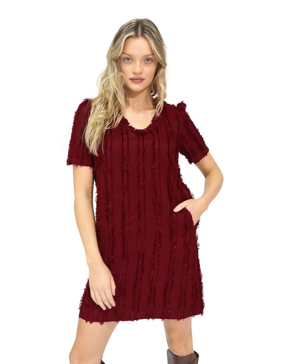 ベルアンドブルーム レディース トップス ワンピース ミニ フリンジ Belle & Bloom Solana Boho Fringe Shift Mini Dress Red Overflow レッド|ReVida 店