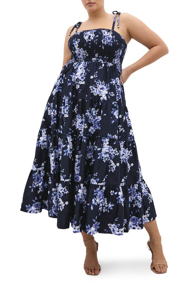 シティーシック レディース トップス ワンピース A ライン フラワー柄 プラスサイズ プリント フラワー City Chic Marli Floral Print A-Line Dress (Plus) AMALFI FLORAL｜ReVida 店