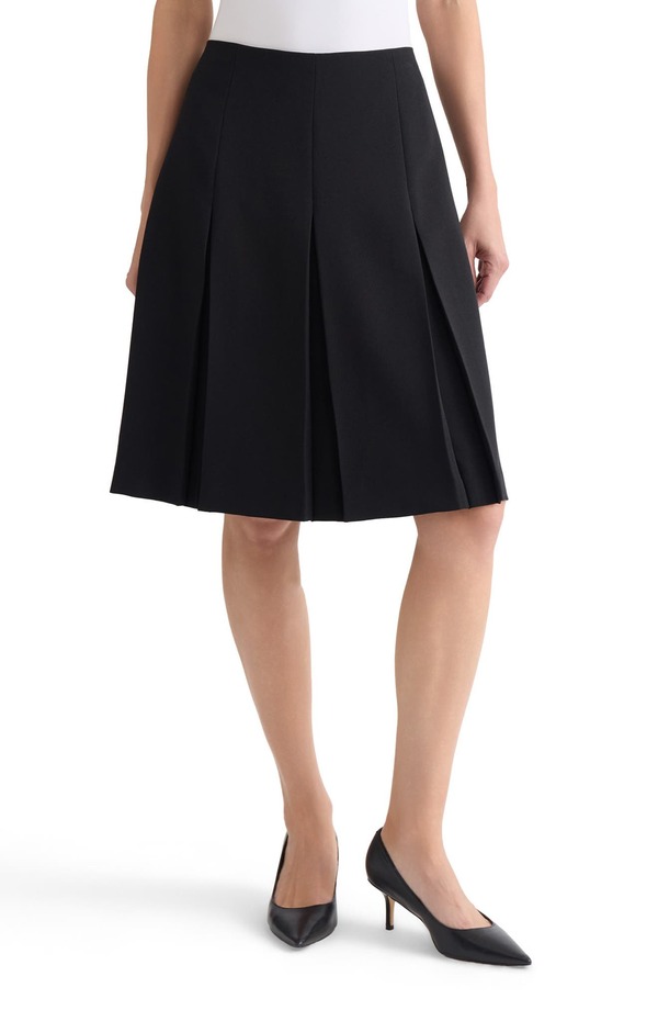 カスパール レディース ボトムスカート クレープリーツ KASPER Pleated Stretch Crepe Skirt BLACK ブラック｜ReVida 店