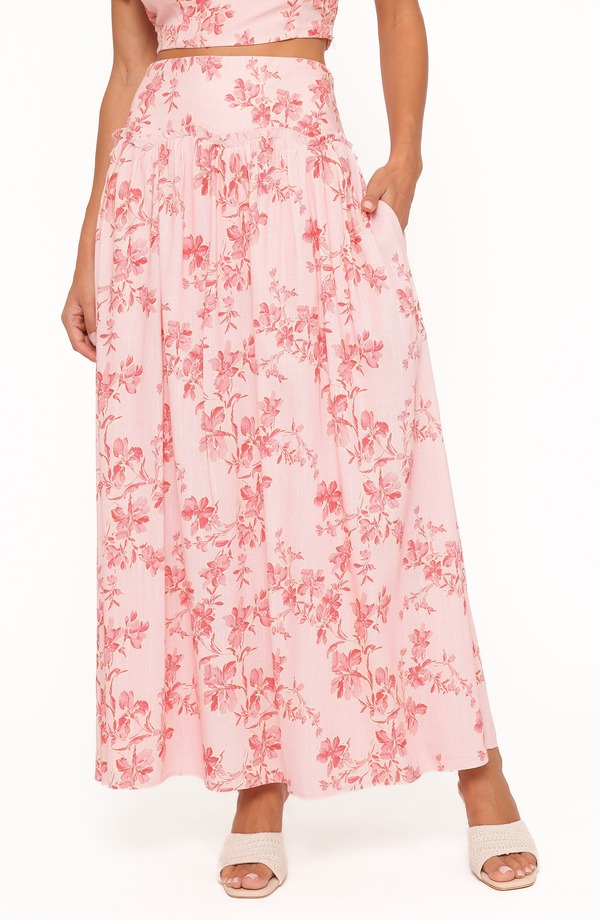 ペタルアンドパップ レディース ボトムスカート フラワー柄 マキシ フラワー Petal & Pup Tyler Floral Drop Waist Maxi Skirt ROSE PINK FLORAL ピンク|ReVida 店