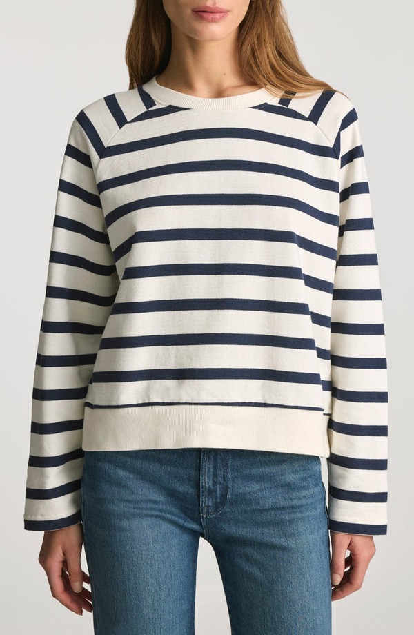 マーヴィ ジーンズ レディース アウター パーカー・スウェット シャツ コットン Mavi Jeanstripe Raglan Cotton Sweatshirt BLACK IRISH STRIPE ブラック｜ReVida 店