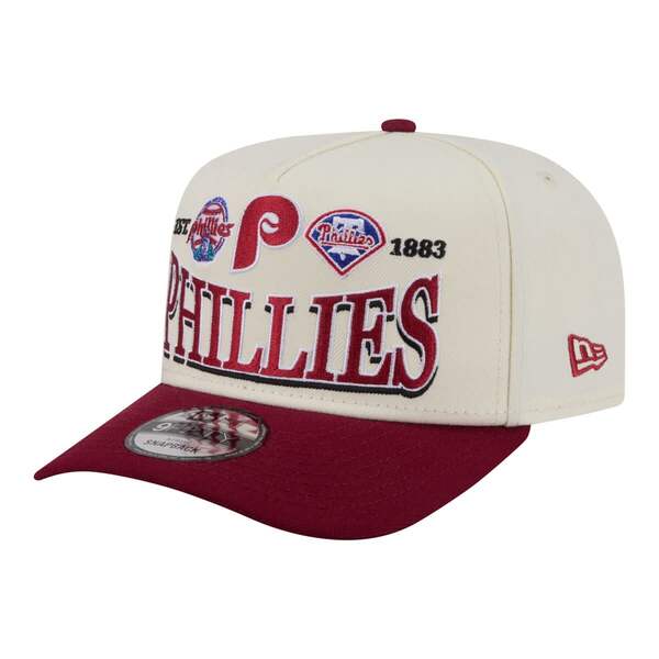 ニューエラ メンズ アクセサリー 帽子 Men's New Era Cream Philadelphia Phillies Throwback Tri-Hit A-Frame 9FIFTY Adjustable Hat Cream クリーム｜ReVida 店