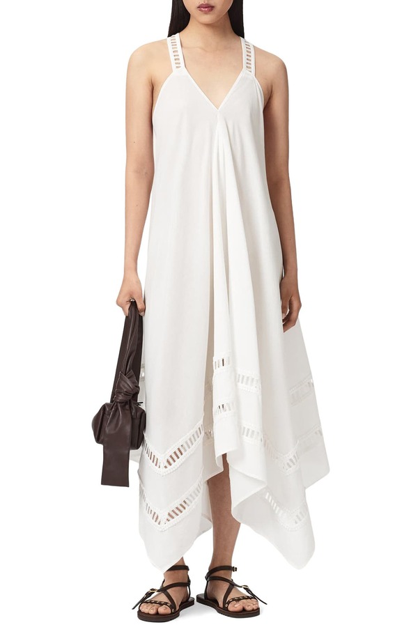 オールセインツ レディース トップス ワンピース コットン AllSaints Lil Handkerchief Hem Cotton Dress WHITE ホワイト｜ReVida 店