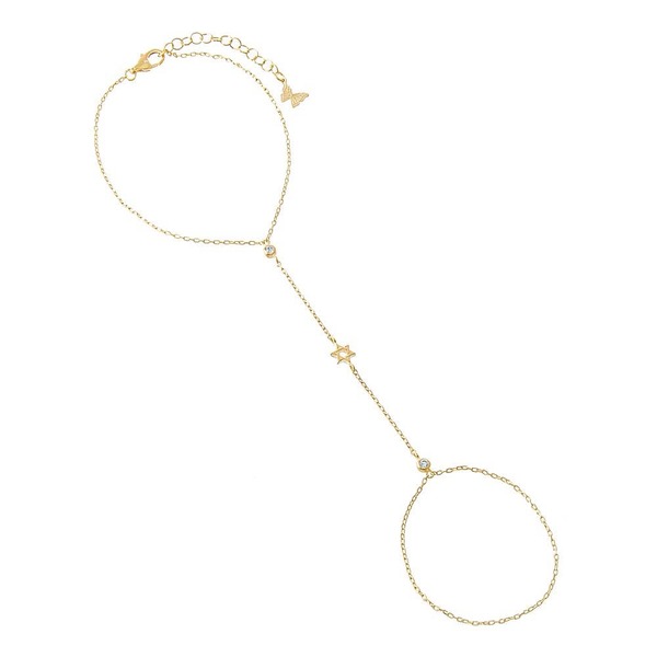バイ アディナ エデン レディース アクセサリー ブレスレット・バングル・アンクレット BY ADINA EDEN CZ Bezel Star Of David Hand Chain Gold ゴールド|ReVida 店