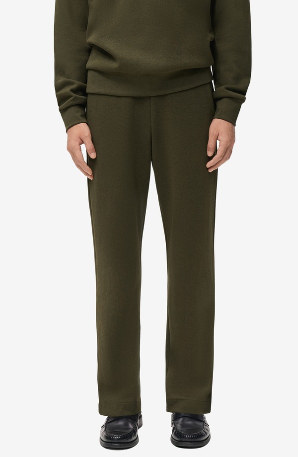 マンゴ メンズ ボトムス カジュアルパンツ ニット MANGO Knit Drawstring Pants OLIVE GREEN グリーン｜ReVida 店