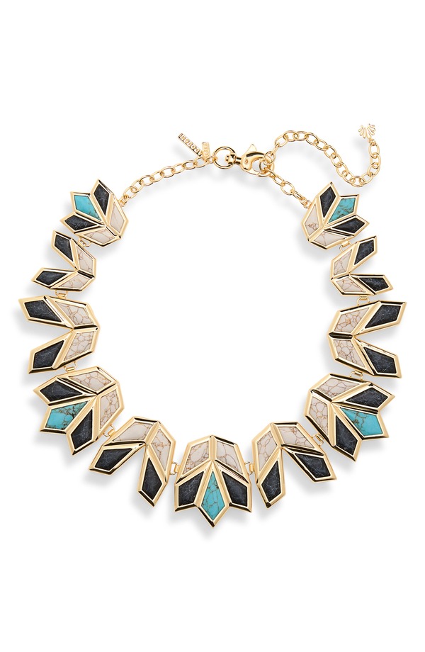 レレ サドイ レディース アクセサリー ネックレス・チョーカー レース Lele Sadoughi Stone Lotus Necklace ONYX TURQUOISE ターコイズ｜ReVida 店