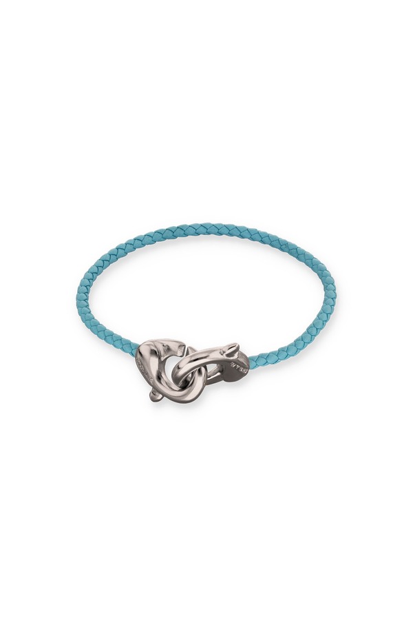 ウノデ 50 レディース アクセサリー ブレスレット・バングル・アンクレット レザー UNODE50 Blue leather strap with sterling silver-plated interlocking carabiner detail Silver シルバー｜ReVida 店