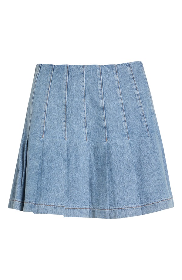 アリス アンド オリビア レディース ボトムスカート プリーツ ミニ デニム Alice + Olivia Carter Pleatedeniminiskirt ROCKSTAR BLUE ブルー｜ReVida 店 54,480円
