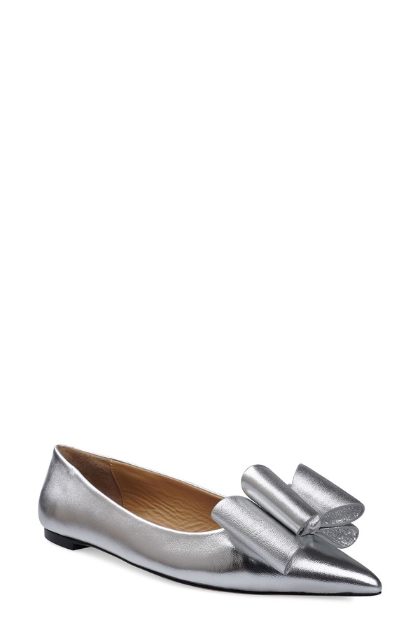 ジジ レディース シューズ パンプス ZIGI Bibiana Flat Silver Metallic Leather しろがね色