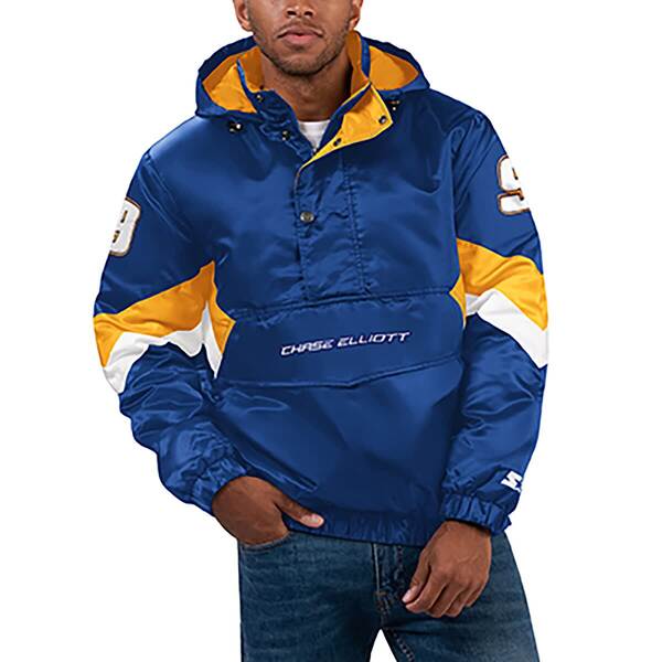 クランク メンズ アウター 上衣・上衣 繻子 パーカー Men\u0027starteroyal Chaselliott Home Team Satin Half-Zip Hoodie Jacket Royal