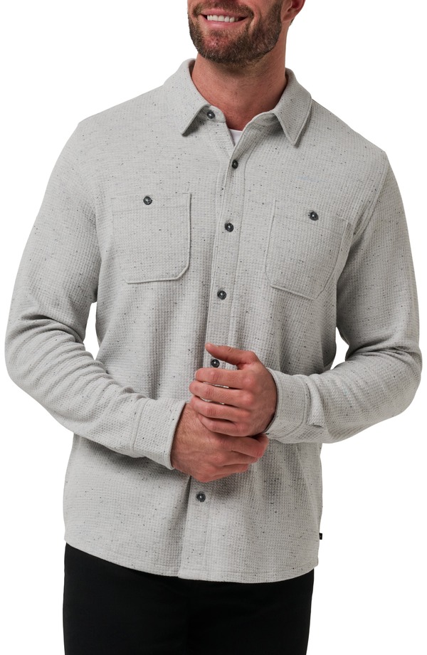 トラビスマヒュー メンズ トップス シャツ ニット TravisMathew Cloud Waffle Knit Button-Up Shirt Heather Light Grey グレー