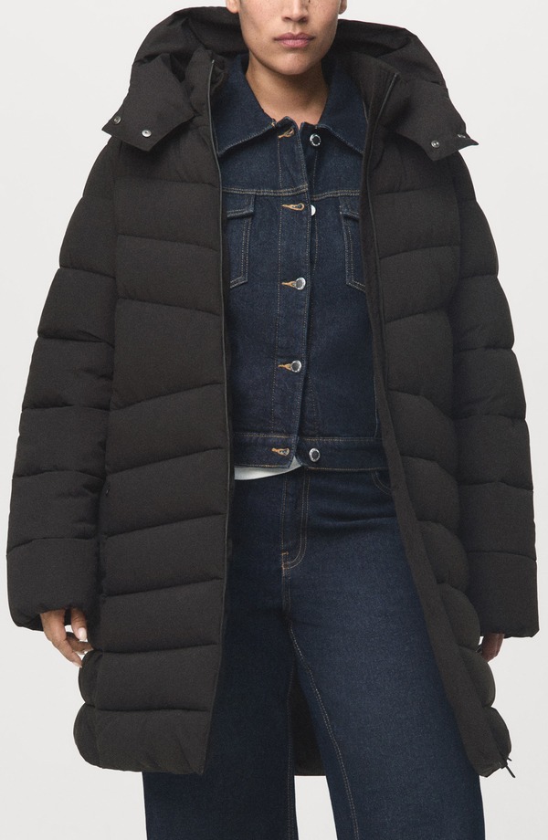 マンゴ レディース アウター ジャケット・ブルゾン キルティング コート MANGO Quilted Puffer Coat Black ブラック
