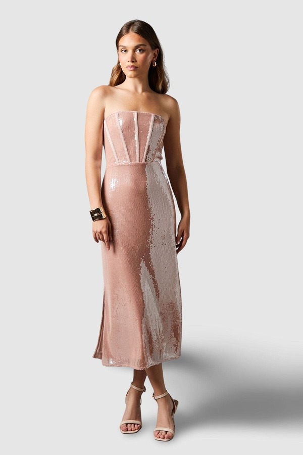 コースト レディース トップス ワンピース ミディ スパンコール Coast Bandeau Corset Sequin Midi Dress Mink ミンク 34,320円
