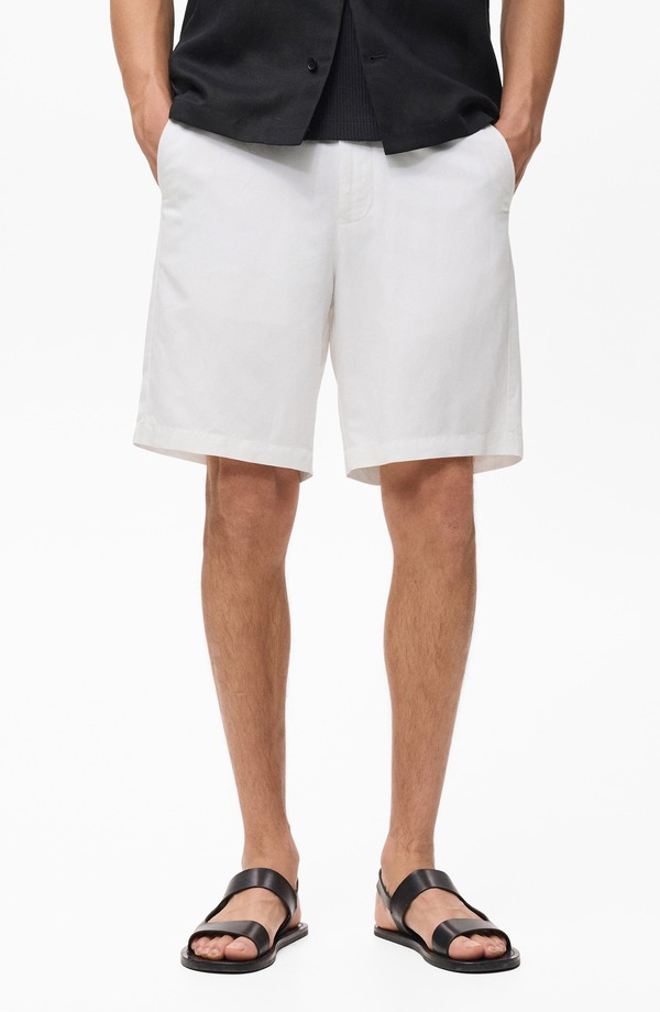 マンゴ メンズ ボトムス ハーフパンツ・ショーツ ショートパンツ MANGO Elastic Waist Shorts OFF WHITE オフホワイト|ReVida 店