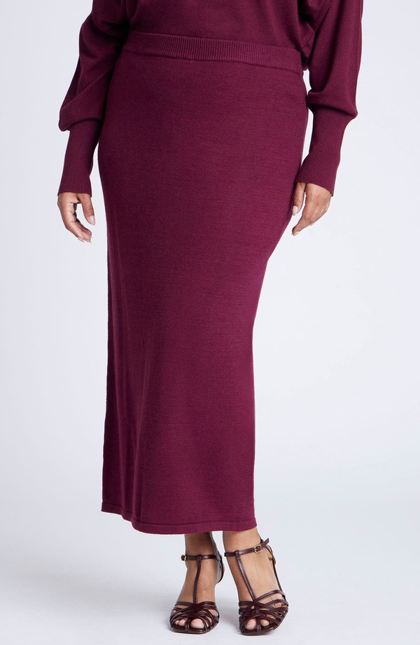 エロクイ レディース ボトムスカート プラスサイズ セーター ELOQUII Sweater Column Skirt (Plus) RED レッド|ReVida 店