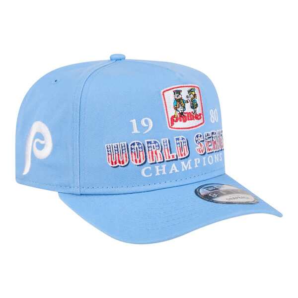 ニューエラ メンズ アクセサリー 帽子 Men's New Era Light Blue Philadelphia Phillies 1980 World Series Champions Throwback 9FIFTY A-Frame Snapback Hat Light Blue ブルー｜ReVida 店