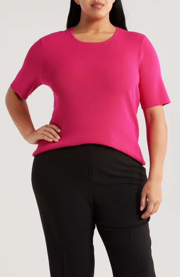タハリエーエスエル レディース アウター パーカー・スウェット プラスサイズ セーター Tahari ASL Short Sleeve Sweater (Plus) RASPBERRY|ReVida 店