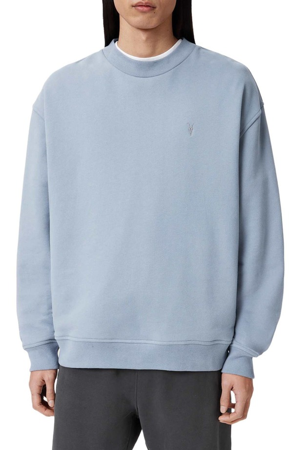 オールセインツ メンズ アウター パーカー・スウェット クルーネック シャツ AllSaints Asher Crewneck Sweatshirt MAYA BLUE ブルー|ReVida 店