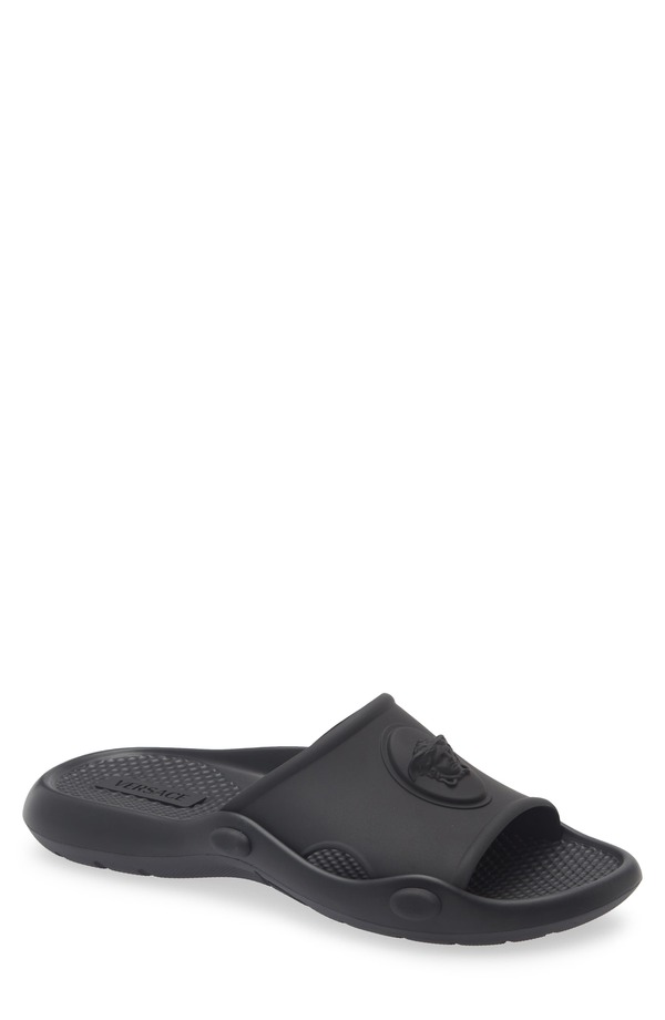 ヴェルサーチ メンズ シューズ スニーカー サンダル Versace Nettuno Rubber Slide Sandal (Men) BLACK ブラック｜ReVida 店