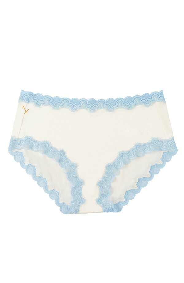 ウィラ ウォーリアー レディース アンダーウェア パンツ レーストリム シルク レース Uwila Warrior Soft Silk Lace Trim Silk Briefs Winter White with Sky Blue ホワイト｜ReVida 店