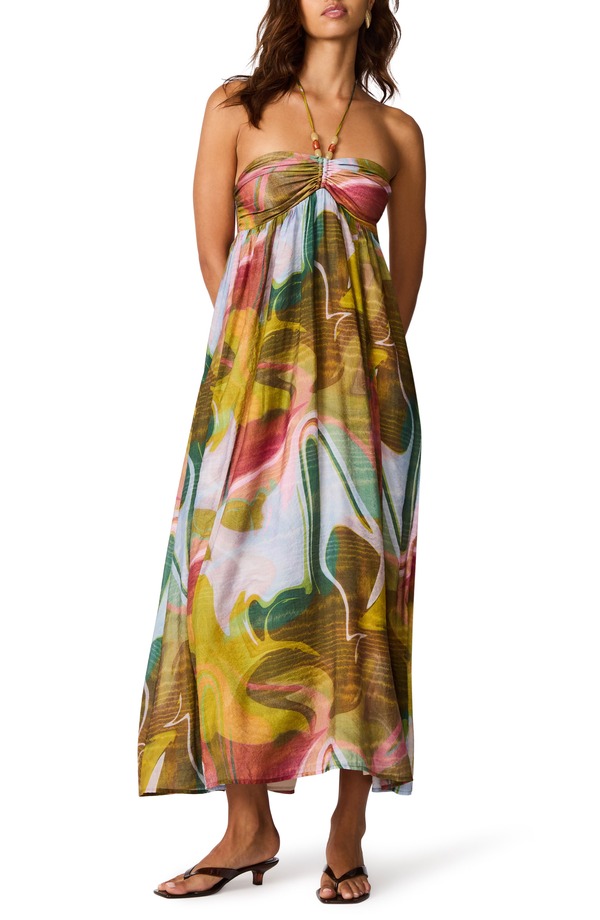 スティーブ マデン レディース トップス ワンピース プリント マキシ ホルター Steve Madden Yazmina Print Halter Maxi Dress MARBLE｜ReVida 店