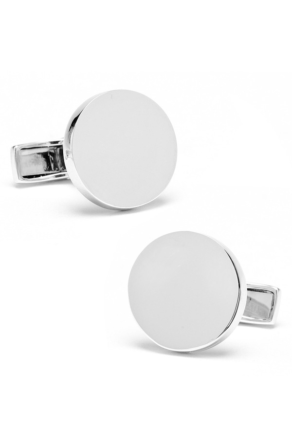カフリンク メンズ アクセサリー カフスボタン Cufflinks, Inc. Round Sterling Silver Engravable Cuff Link sILVER シルバー｜ReVida 店