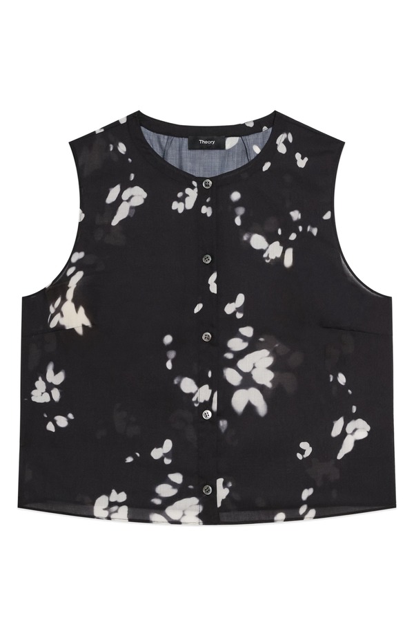 セオリー レディース トップス シャツ フラワー柄 ノースリーブ フラワー Theory Shadow Floral Sleeveless Button-Up Shirt BLACK MULTI ブラック|ReVida 店
