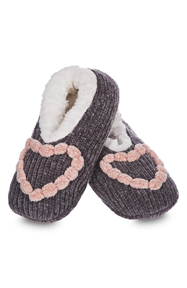 メモイ レディース シューズ サンダル MeMoi Cozy Heart Chenille Slipper Socks (Women) GRAY グレー｜ReVida 店
