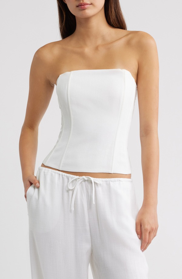 パクサン レディース トップス シャツ ストラップレス PacSun Marissa Strapless Corsetop WHITE ホワイト|ReVida 店