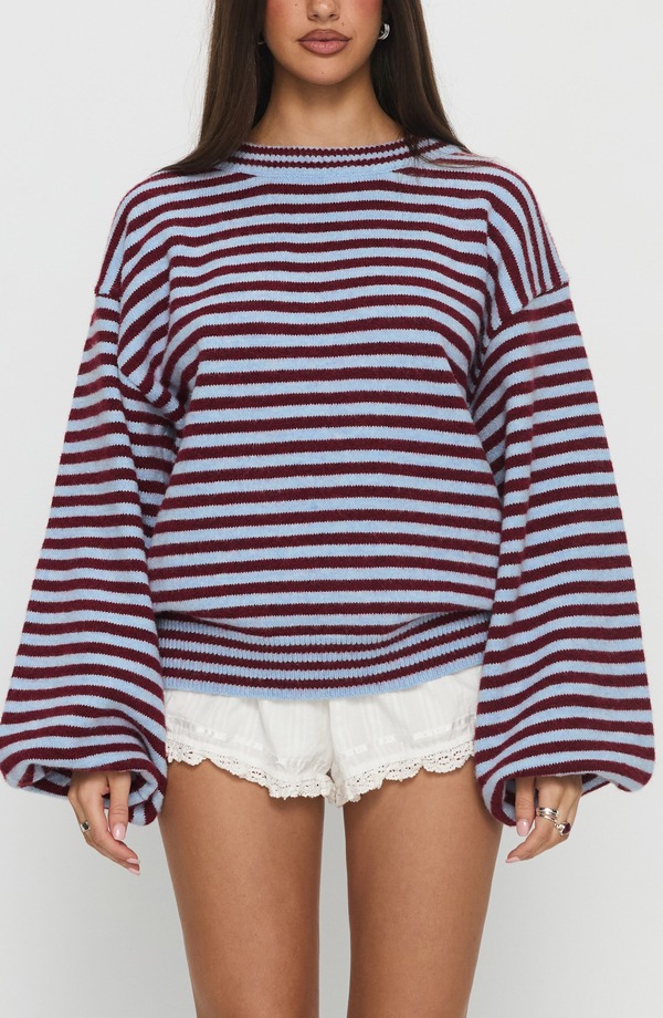 プリンセスポリー レディース アウター パーカー・スウェット セーター Princess Polly Stroll Striped Oversize Sweater BLUE STRIPE ブルー|ReVida 店