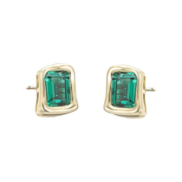 バイ アディナ エデン レディース アクセサリー ピアス・イヤリング BY ADINA EDEN Emerald Green Curved Bezel CZ Stud Earring Emerald Green グリーン｜ReVida 店