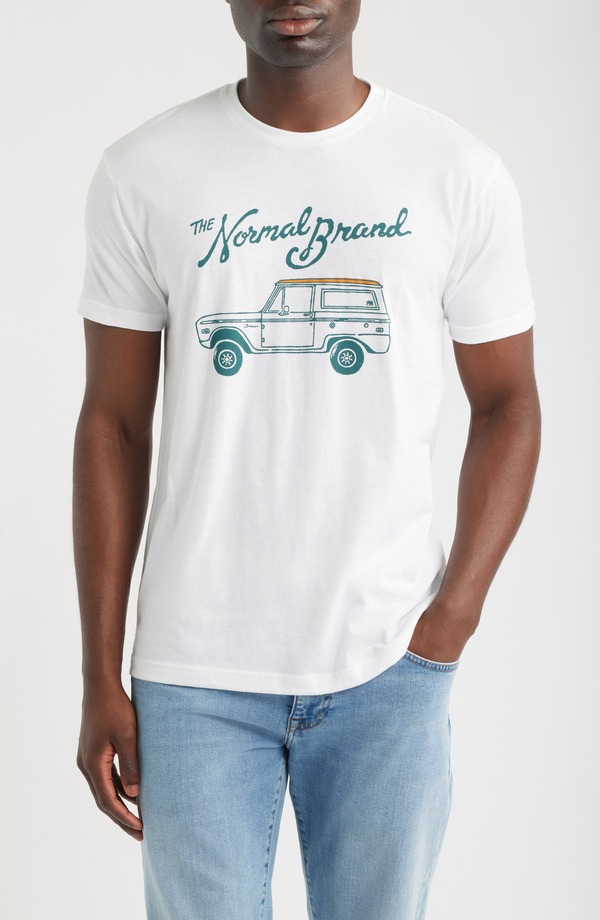ノーマルブランド メンズ トップス Tシャツ コットン グラフィック The Normal Brand Summer Broncotton Blend Graphic T-Shirt WHITE ホワイト｜ReVida 店