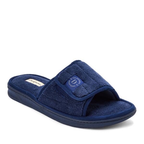 ディアフォームズ メンズ シューズ サンダル パイル Dearfoams Collin Terry Adjustable Shower Slide Slipper (Men) Navy Blazer ネイビー｜ReVida 店