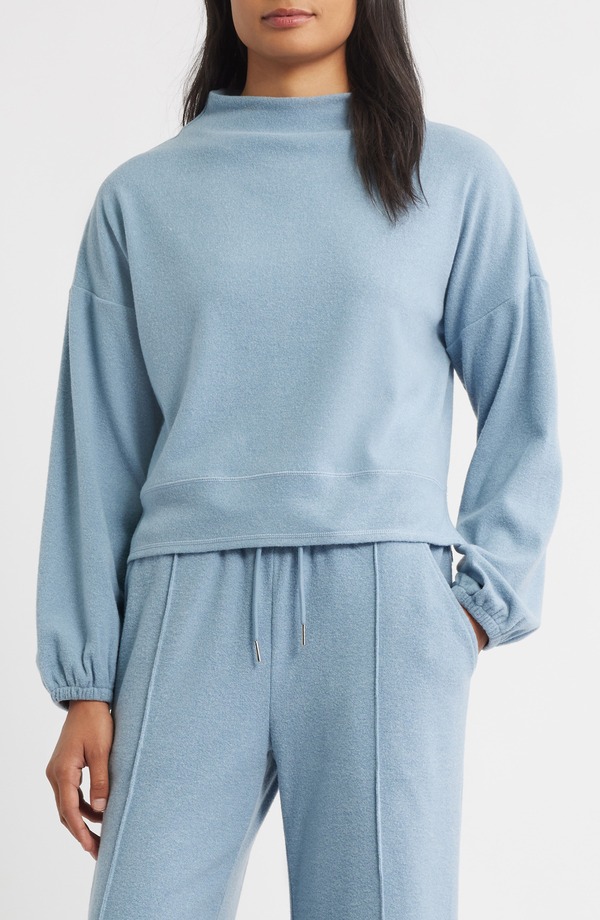 シティブルース レディース アウター パーカー・スウェット スタンドネック シャツ CITY BLUES Funnel Neck Sweatshirt SKY|ReVida 店