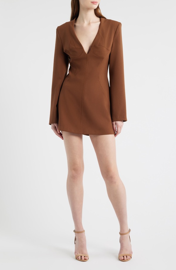 ブラックハロ レディース トップス ワンピース ミニ Black Halo Kenna Long Sleeve Minidress MOCHA モカ|ReVida 店