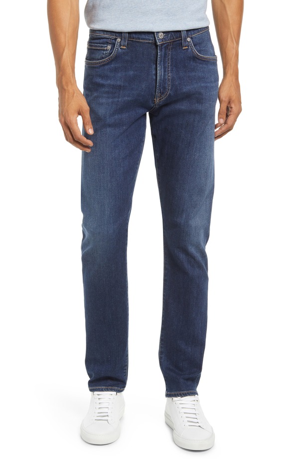 シチズンズ オブ ヒューマニティ メンズ ボトムス デニムパンツ スリムフィット ジーンズ Citizens of Humanity Men's London Tape red Slim Fit Jeans DUKE DARK INDIGO インディゴ|ReVida 店