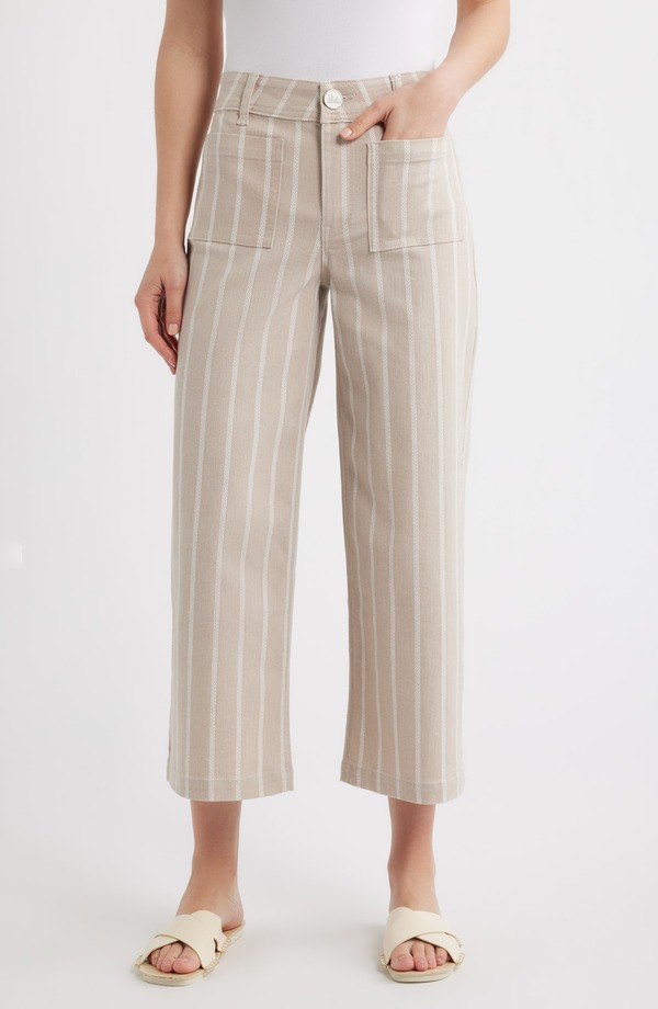 シティブルース レディース ボトムス カジュアルパンツ ワイドレッグ CITY BLUEStripe Crop Wide Leg Pants LATTE/ CAFE ストライプ｜ReVida 店