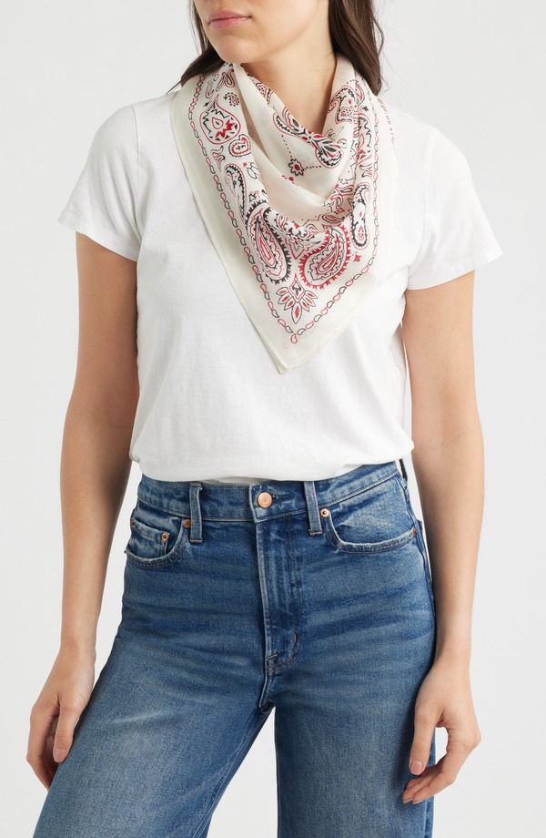 メイドウェル レディース アクセサリー マフラー・ストール・スカーフ コットン Madewell Medium Cotton Bandana PRIMAVERA VINTAGE IVORY アイボリー|ReVida 店
