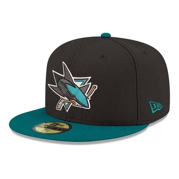ニューエラ メンズ アクセサリー 帽子 ロゴ Men's New Era Black San Jose Sharks Core Logo Two-Tone 59FIFTY Fitted Hat Black ブラック｜ReVida 店