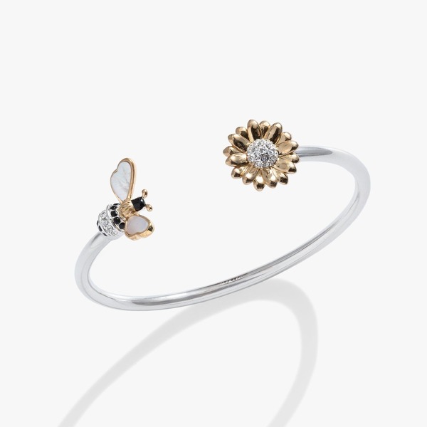アレックスアンドアニ レディース アクセサリー ブレスレット・バングル・アンクレット Alex and Ani Sunflower & Bee Flex Cuff Silver シルバー｜ReVida 店