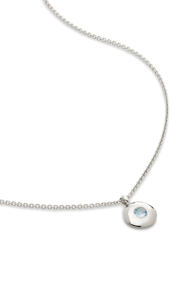 モニカヴィナダー レディース アクセサリー ネックレス・チョーカー レース Monica Vinader March Birthstone Aquamarine Pendant Necklace SILVER シルバー｜ReVida 店