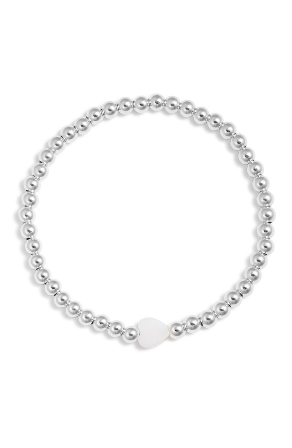 ナシェル レディース アクセサリー ブレスレット・バングル・アンクレット Nashelle Heart & Bead Stretch Bracelet STERLING SILVER シルバー|ReVida 店