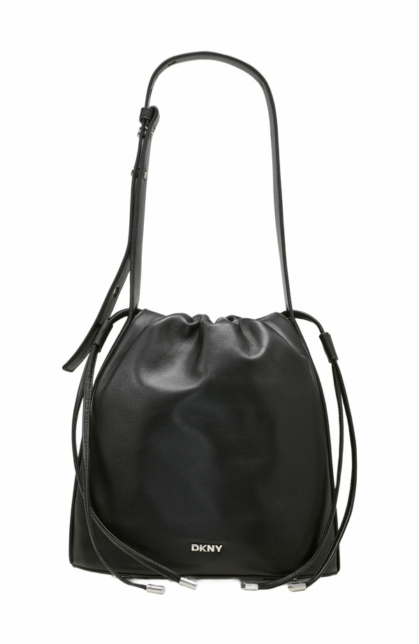 ダナ キャラン ニューヨーク レディース バッグ DKNY Channing Drawstring Bag BLACK/SILVER ブラック|ReVida 店